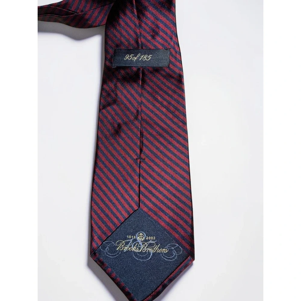 Brooks Brothers 185th Anniversary Silk Tie Burgundy Navy Repp Stripe Limited